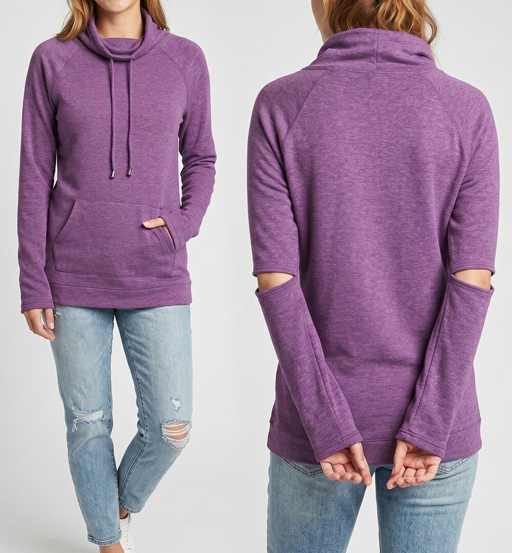Live Love Dream XS L/S Top Open Elbow Drawstring Neck Kangaroo Pocket